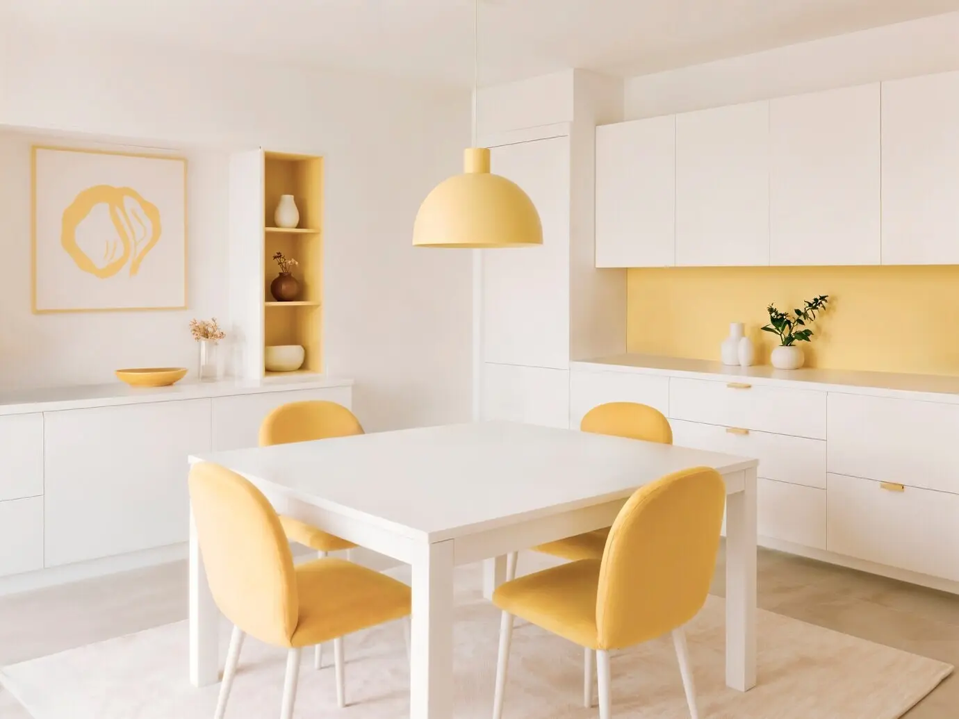 Contemporary yellow dining room interior