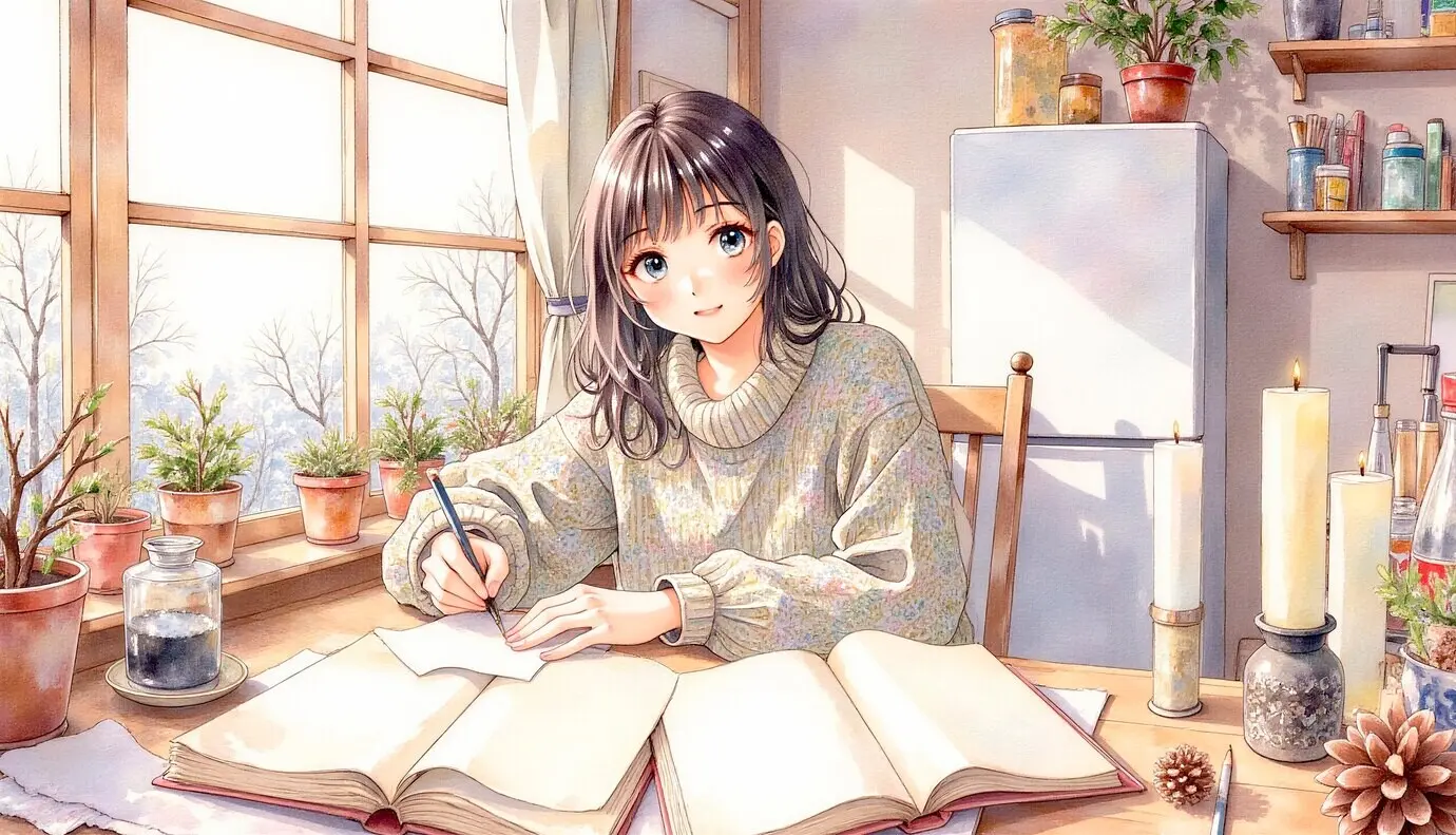 A cozy study session next to the window